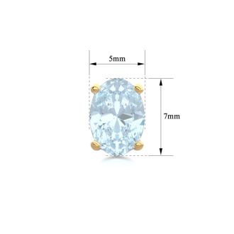 Aquamarine Earrings: Aquamarine Jewelry: 1 1/2 Carat Oval Shape Aquamarine Stud Earrings In 14K Yellow Gold Over Sterling Silver