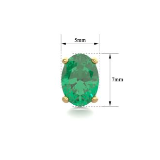 1 1/2 Carat Oval Shape Emerald Stud Earrings In 14K Yellow Gold Over Sterling Silver
