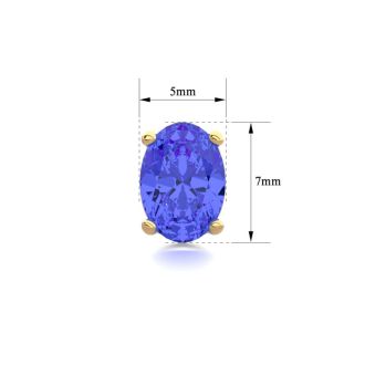 2 Carat Oval Shape Tanzanite Stud Earrings In 14K Yellow Gold Over Sterling Silver