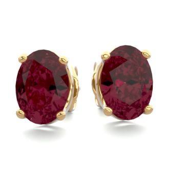 Garnet Earrings: Garnet Jewelry: 2 Carat Oval Shape Garnet Stud Earrings In 14K Yellow Gold Over Sterling Silver
