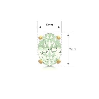 1 1/2 Carat Oval Shape Green Amethyst Stud Earrings In 14K Yellow Gold Over Sterling Silver