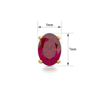 2 Carat Oval Shape Ruby Stud Earrings In 14K Yellow Gold Over Sterling Silver