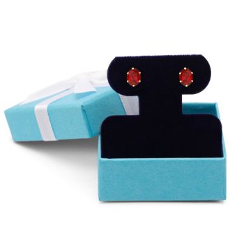 2 Carat Oval Shape Ruby Stud Earrings In 14K Yellow Gold Over Sterling Silver