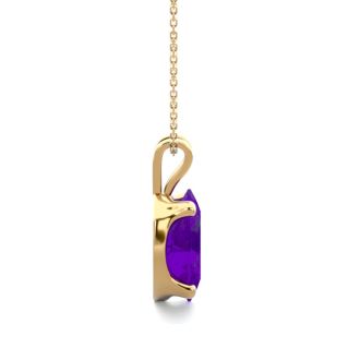 3/4 Carat Oval Shape Amethyst Necklace In 14K Yellow Gold Over Sterling Silver, 18 Inches