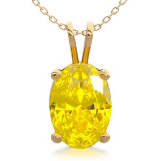 3/4 Carat Oval Shape Citrine Necklace In 14K Yellow Gold Over Sterling Silver, 18 Inches