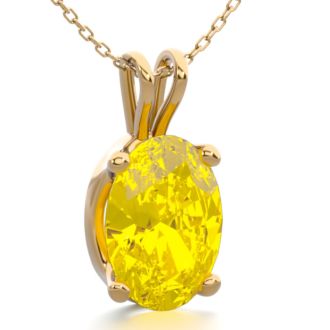 3/4 Carat Oval Shape Citrine Necklace In 14K Yellow Gold Over Sterling Silver, 18 Inches