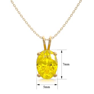 3/4 Carat Oval Shape Citrine Necklace In 14K Yellow Gold Over Sterling Silver, 18 Inches