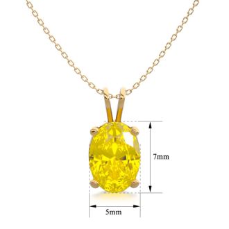 3/4 Carat Oval Shape Citrine Necklace In 14K Yellow Gold Over Sterling Silver, 18 Inches