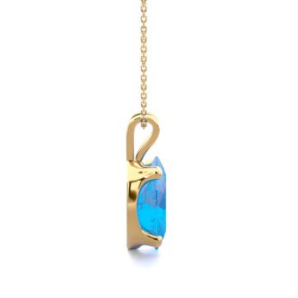 1 Carat Oval Shape Blue Topaz Necklace In 14K Yellow Gold Over Sterling Silver, 18 Inches