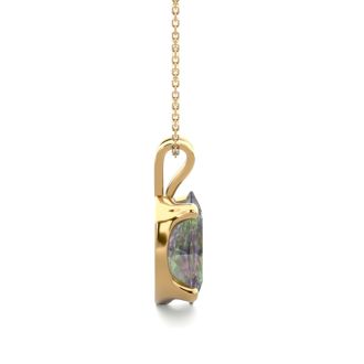1 Carat Oval Shape Mystic Topaz Necklace In 14 Karat Yellow Gold Over Sterling Silver, 18 Inches