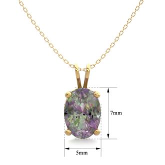 1 Carat Oval Shape Mystic Topaz Necklace In 14 Karat Yellow Gold Over Sterling Silver, 18 Inches