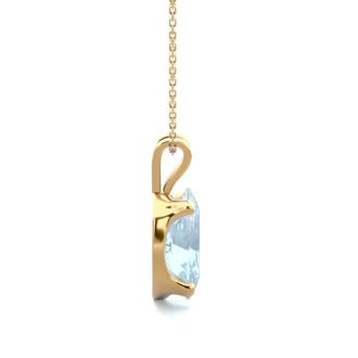 Aquamarine Necklace: Aquamarine Jewelry: 3/4 Carat Oval Shape Aquamarine Necklace In 14K Yellow Gold Over Sterling Silver, 18 Inches