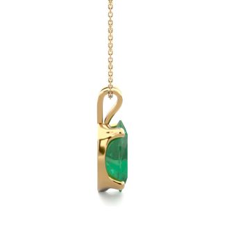 3/4 Carat Oval Shape Emerald Necklaces In 14 Karat Yellow Gold Over Sterling Silver, 18 Inch Chain