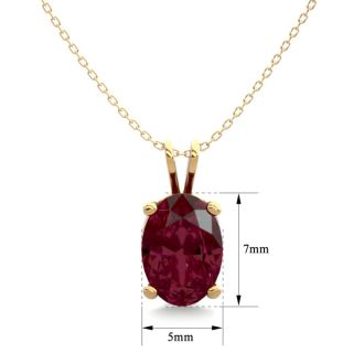 Garnet Necklace: Garnet Jewelry: 1 Carat Oval Shape Garnet Necklace In 14K Yellow Gold Over Sterling Silver, 18 Inches
