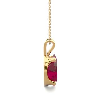 1 Carat Oval Shape Ruby Necklace In 14K Yellow Gold Over Sterling Silver, 18 Inches