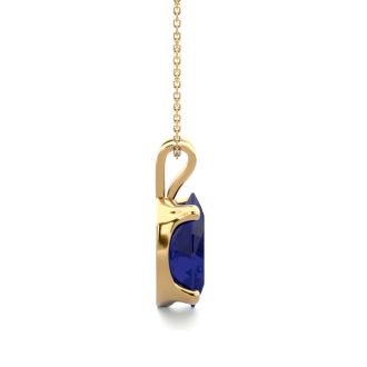 1 Carat Oval Shape Sapphire Necklace In 14K Yellow Gold Over Sterling Silver, 18 Inches