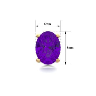 2 Carat Oval Shape Amethyst Stud Earrings In 14K Yellow Gold Over Sterling Silver