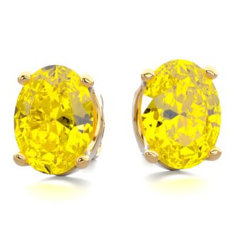 2 Carat Oval Shape Citrine Stud Earrings In 14K Yellow Gold Over Sterling Silver