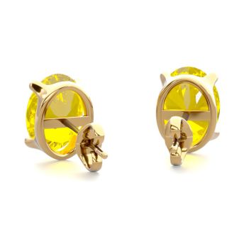 2 Carat Oval Shape Citrine Stud Earrings In 14K Yellow Gold Over Sterling Silver