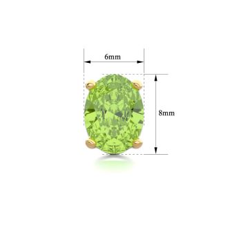 2 3/4 Carat Oval Shape Peridot Stud Earrings In 14K Yellow Gold Over Sterling Silver