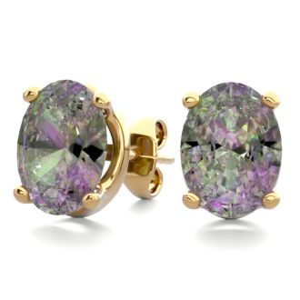3 Carat Oval Shape Mystic Topaz Stud Earrings In 14K Yellow Gold Over Sterling Silver