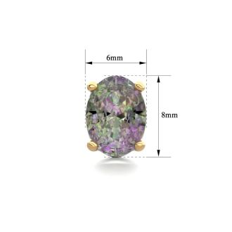 3 Carat Oval Shape Mystic Topaz Stud Earrings In 14K Yellow Gold Over Sterling Silver