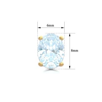 Aquamarine Earrings: Aquamarine Jewelry: 2 1/3 Carat Oval Shape Aquamarine Stud Earrings In 14K Yellow Gold Over Sterling Silver