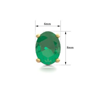 2 1/3 Carat Oval Shape Emerald Stud Earrings In 14K Yellow Gold Over Sterling Silver
