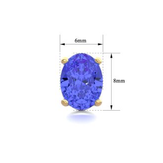 2 1/2 Carat Oval Shape Tanzanite Stud Earrings In 14K Yellow Gold Over Sterling Silver