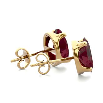 Garnet Earrings: Garnet Jewelry: 3 Carat Oval Shape Garnet Stud Earrings In 14K Yellow Gold Over Sterling Silver