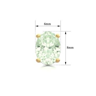2 Carat Oval Shape Green Amethyst Stud Earrings In 14K Yellow Gold Over Sterling Silver