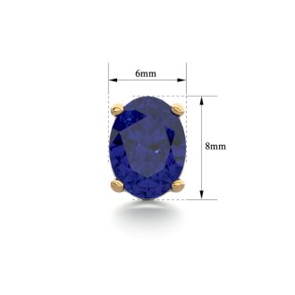 3 Carat Oval Shape Sapphire Stud Earrings In 14K Yellow Gold Over Sterling Silver