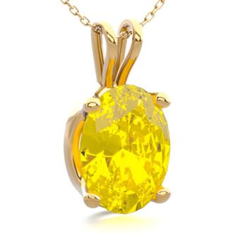 1 Carat Oval Shape Citrine Necklace In 14K Yellow Gold Over Sterling Silver, 18 Inches