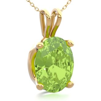 1 1/3 Carat Oval Shape Peridot Necklace In 14K Yellow Gold Over Sterling Silver, 18 Inches