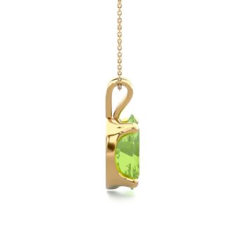 1 1/3 Carat Oval Shape Peridot Necklace In 14K Yellow Gold Over Sterling Silver, 18 Inches