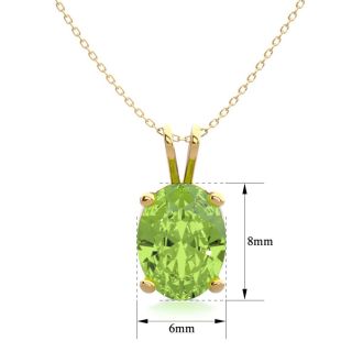 1 1/3 Carat Oval Shape Peridot Necklace In 14K Yellow Gold Over Sterling Silver, 18 Inches