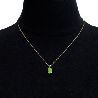 1 1/3 Carat Oval Shape Peridot Necklace In 14K Yellow Gold Over Sterling Silver, 18 Inches