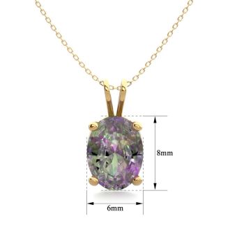 1-1/2 Carat Oval Shape Mystic Topaz Necklace In 14 Karat Yellow Gold Over Sterling Silver, 18 Inches