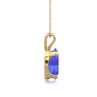 1 1/3 Carat Oval Shape Tanzanite Necklace In 14K Yellow Gold Over Sterling Silver, 18 Inches