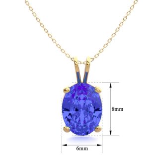 1 1/3 Carat Oval Shape Tanzanite Necklace In 14K Yellow Gold Over Sterling Silver, 18 Inches