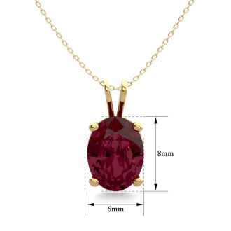 Garnet Necklace: Garnet Jewelry: 1 1/2 Carat Oval Shape Garnet Necklace In 14K Yellow Gold Over Sterling Silver, 18 Inches