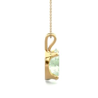 1 Carat Oval Shape Green Amethyst Necklace In 14K Yellow Gold Over Sterling Silver, 18 Inches