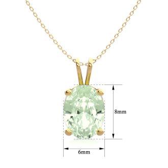 1 Carat Oval Shape Green Amethyst Necklace In 14K Yellow Gold Over Sterling Silver, 18 Inches