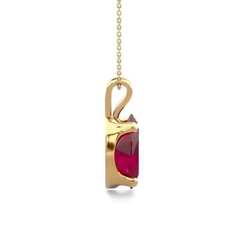 1 1/2 Carat Oval Shape Ruby Necklace In 14K Yellow Gold Over Sterling Silver, 18 Inches