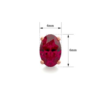 1 Carat Oval Shape Ruby Stud Earrings In 14K Rose Gold Over Sterling Silver