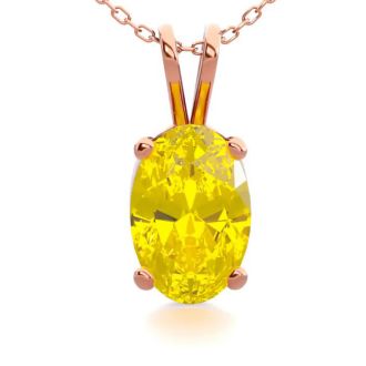 1/2 Carat Oval Shape Citrine Necklace In 14K Rose Gold Over Sterling Silver, 18 Inches