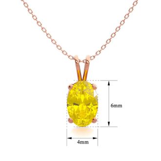 1/2 Carat Oval Shape Citrine Necklace In 14K Rose Gold Over Sterling Silver, 18 Inches