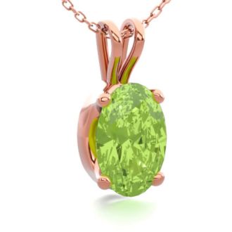 1/2 Carat Oval Shape Peridot Necklace In 14K Rose Gold Over Sterling Silver, 18 Inches