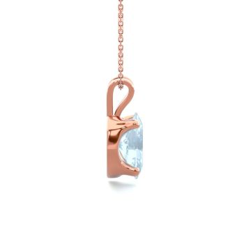 Aquamarine Necklace: Aquamarine Jewelry: 1/2 Carat Oval Shape Aquamarine Necklace In 14K Rose Gold Over Sterling Silver, 18 Inches