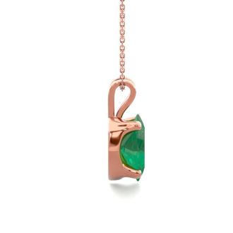 1/2 Carat Oval Shape Emerald Necklaces In 14 Karat Rose Gold Over Sterling Silver, 18 Inch Chain
